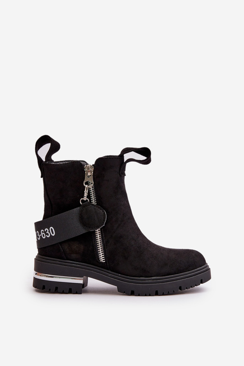 Women's warm boots with a zipper Black Calvaro