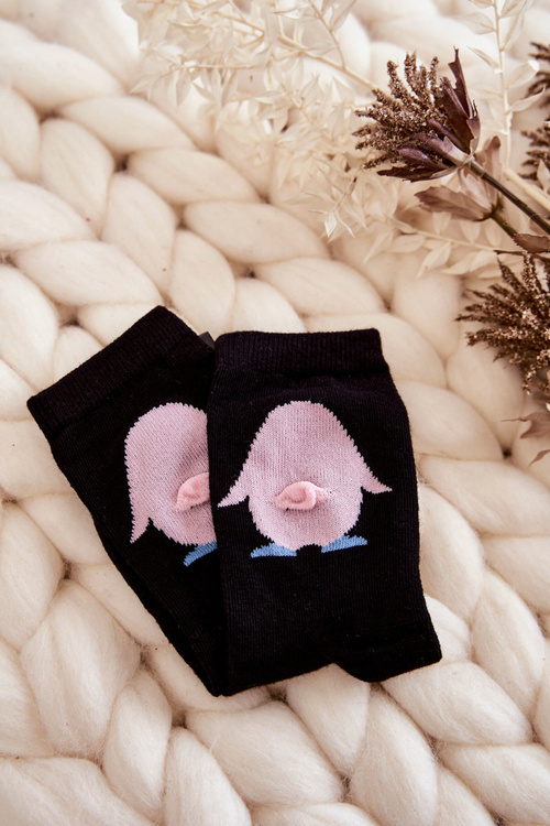 Youth Cotton Socks Pink Penguin Black 