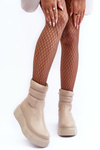 Women's Leather Platform Boots Light Beige Suam