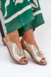 Leather Sandals With Flat Heel And Decoration Laura Messi 2865 Gold