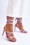 Women's Tied Sandals On A High Heel Purple Meya
