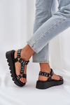 Embellished platform sandals black Tatellia