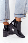 Women's Boots On A Block Heel Sergio Leone BT153 Patent Black