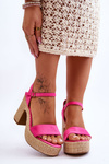 Comfortable Suede Sandals On A Chunky Heel Fuchsia Elishia