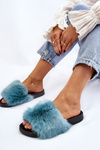 Women's Fur Slides Turquoise Kennet
