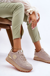 Buty Sportowe Damskie Zamsz Platforma Beżowe GOE LL2N4001