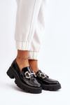 Women's Patent Loafers with Decoration Black Arsaba