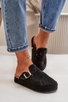 Women's Platform Clogs With Gold Buckle Black Terilaina