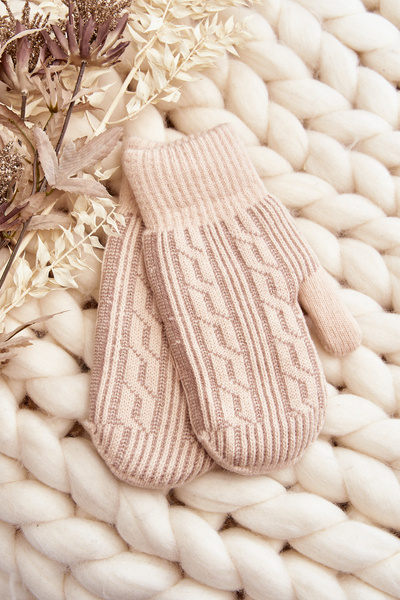 Warm Women's Single Finger Gloves Beige