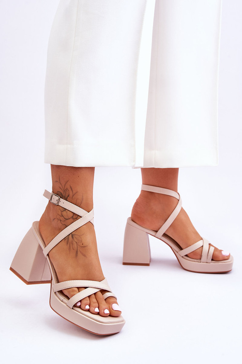 Fashionable High Heels And Platform Sandals Beige Secret Rose
