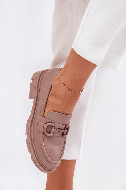 Ladies Moccasins Eco Leather With Decorative Detail Khaki Seftass