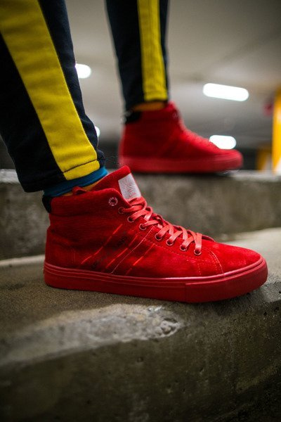 Men's Cross Jeans High Sneakers Leather Suede Red EE1R4055C