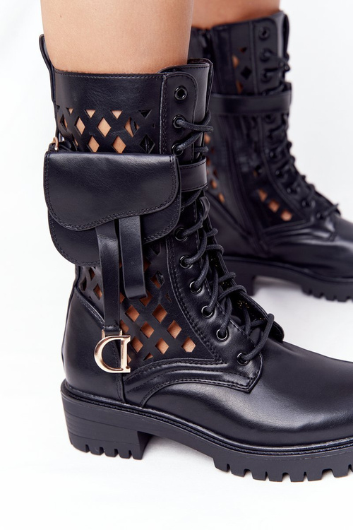 Openwork Boots With A Purse Black Rock Star