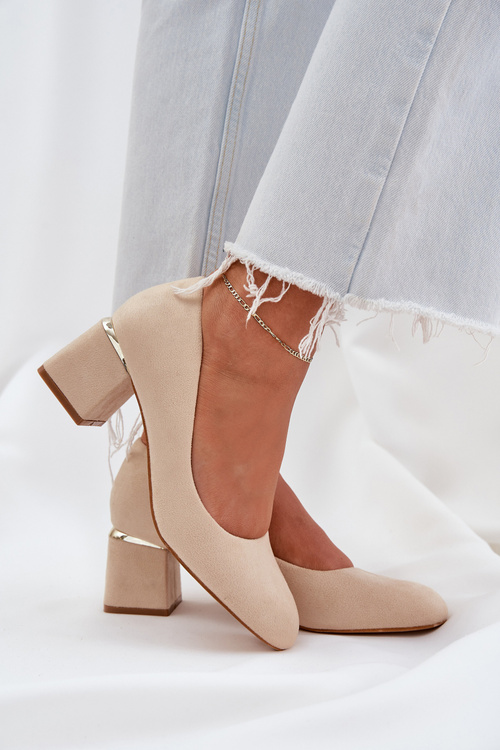 Eco Suede Heels On A Heel Beige Veniffia
