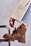 Suede Warm Boots With Pearls Brown Roco 