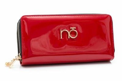 Duży Damski Czerwony Lakierowany Portfel Nobo