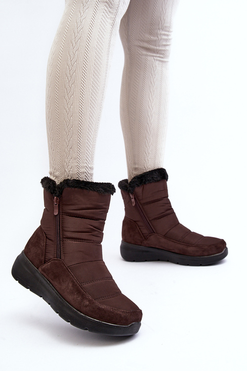 Women's Snow Boots with Fur Brown Primose