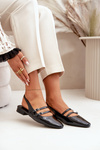Lacquered Ballet Flats With Straps On Low Heel Black Bialettia