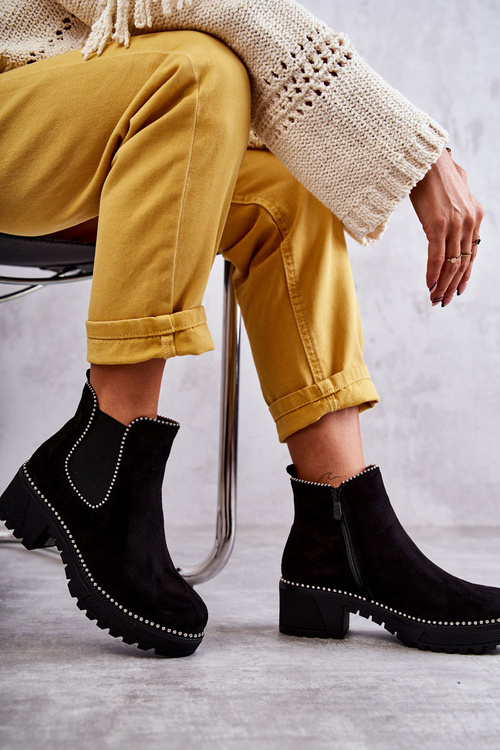 Women's boots with studs Black Afaries