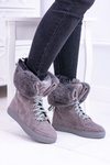 Grey Suede LU BOO Timber boots with Fur
