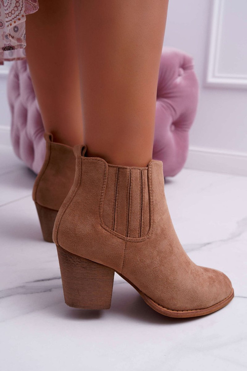 Women's Heeled Boots Suede Beige Gomen