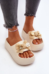 Women's Beige Foam Flip-flops with Bow Salessa