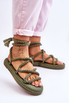 Tied Sandals On A Massive Platform Green Can't Wait