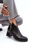 Women's Leather Boots On Low Heel Zazoo 4111 Black