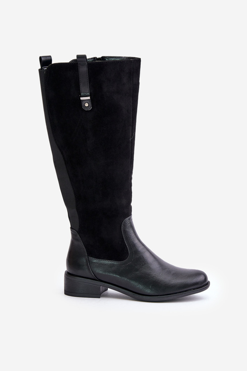 Women's Warm Knee-High Boots With Zipper Black Ivasira