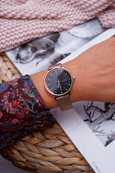 Women's Giorgio & Dario Mesh Watch Rose Gold Black Oreno Dial