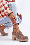 Arabell Suede Chunky Heel And Platform Shoes Dark Beige