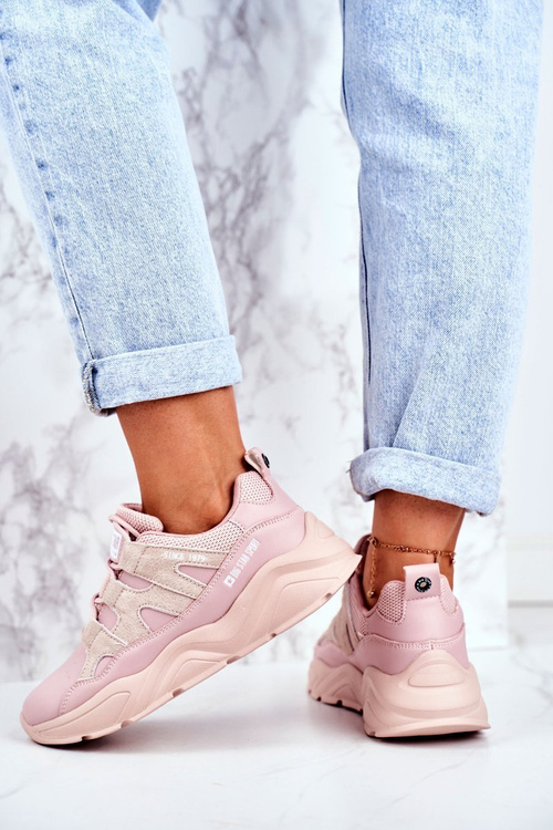Buty Sportowe Skórzane Big Star Różowe GG274637