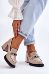 Comfortable Pumps On Massive Heels Beige Julien