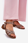 Leather Sandals On A Delicate Heel Beige Zazoo 40372