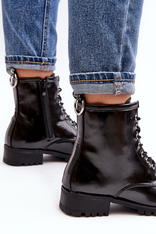 Women's Boots Lu Boo Black Work Boots with Steel Frame Jacksy