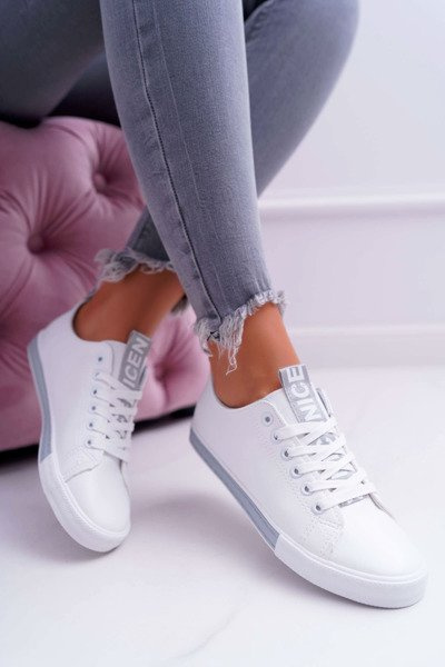 Women's Sneakers White Grey Strap Nigrid