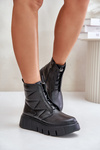 Zazoo 60472 Leather Ankle Boots On Platform And Wedge Black