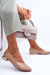 Leather Ballet Flats with Flat Heel Beige Vaani