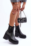 Leather Women's Boots On Heel Black Kodra