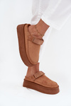 Women's Snow Boots On Platform With Velcro Camel Jorielle