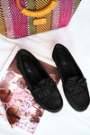 Women's Suede Moccasins Black Velucci