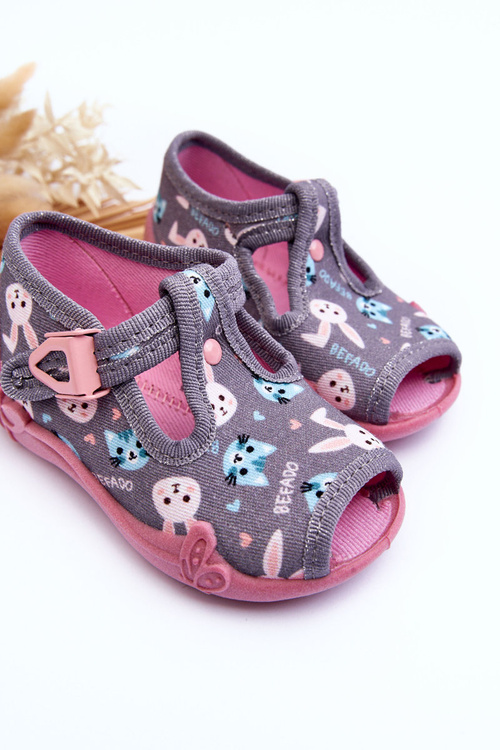 Bunny Slippers Befado 213P139 Grey-Pink