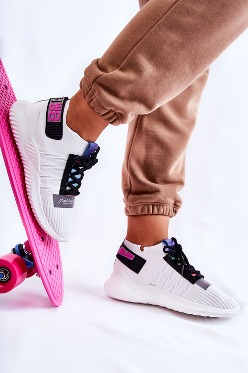 Sportowe Buty Sneakersy Damskie Wsuwane Białe Klayra