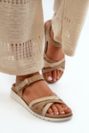 Comfortable and Lightweight Women's Sandals with Velcro Inblu CN000041 Beige-Gold