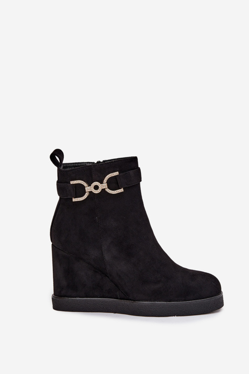 Women's Platform Ankle Boots with Decorative Detail Black Marivana