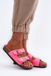 Women's Slip-On Cork Sole Neon Pink Sandals Cortina