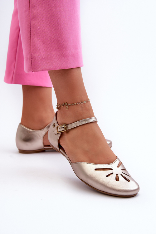 Sandały Skórzane Damskie Złote Maciejka 06641-25