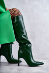 Leather Boots On A Stiletto Green Rissa