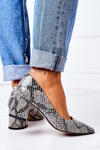 Leather Pumps With Animal Pattern Lewski Shoes 2801 Black-Blue
