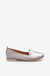 Women's Silver Flat Heel Loafers Enzla